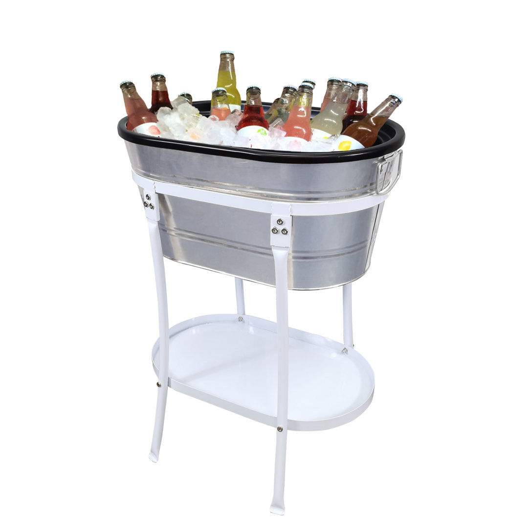 Ice Tub Beverage Ice Bucket with Stand Party Mobile Drink Beverage Rack